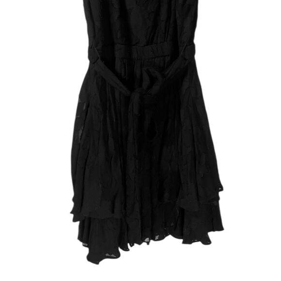 Cleobella Women's Dress Black Floral Tiered Short Sleeve Belted Fit Flare Mini S - Picture 7 of 8